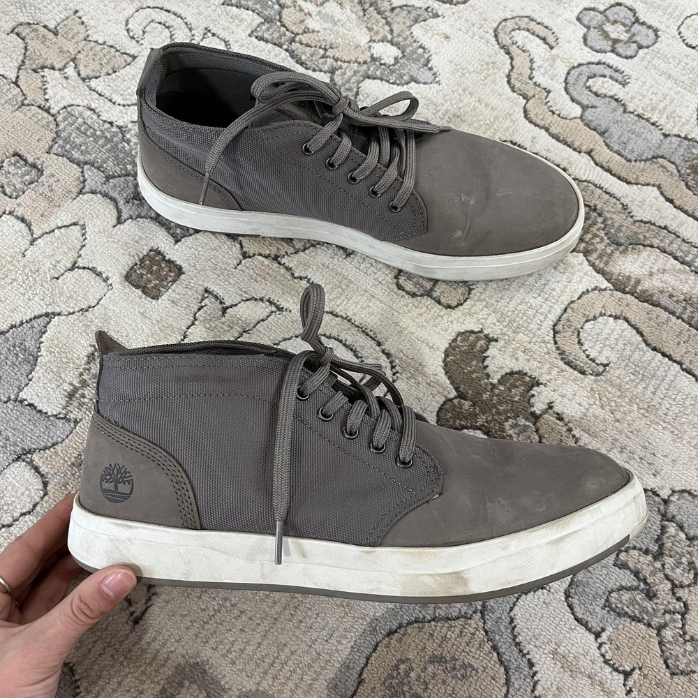 Timberland Shoes Mens Size 11 Gray Nubuck‎ Canvas Lace Up Casual Sneakers A1SES